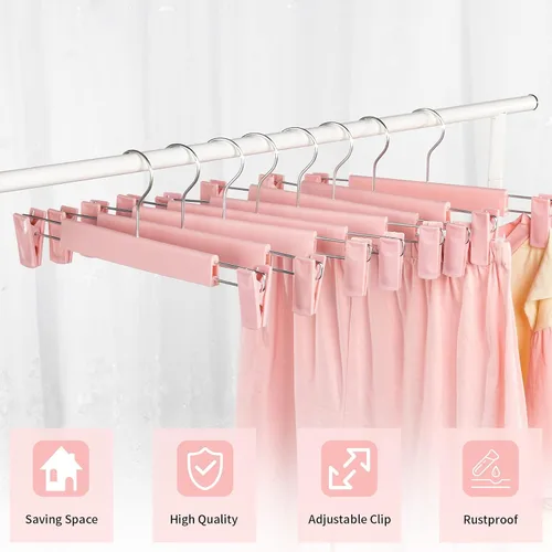 Miniatura 2 de Paquete de 10 perchas para faldas, perchas para pantalones con clips, ganchos giratorios de 360 ° que ahorran espacio para pantalones, faldas, ropa
