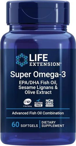 Life Extension Aceite de pescado Super Omega-3 EPA/DHA, lignanos de sésamo y extracto de oliva. Salud cardíaca, salud cerebral, apoyo para la salud