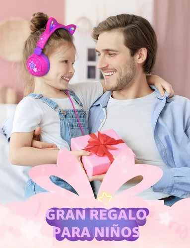 Miniatura 7 de iClever - Auriculares infantiles con diseño de oreja de gato, luz LED, volumen seguro de 85 dBA, auriculares estéreo para niños para viajes