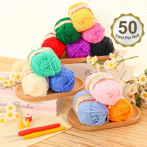 Miniatura 4 de XSEINO Kit de ganchillo para principiantes, kit de inicio de ganchillo con tutoriales en video paso a paso, kit de aprendizaje para principiantes