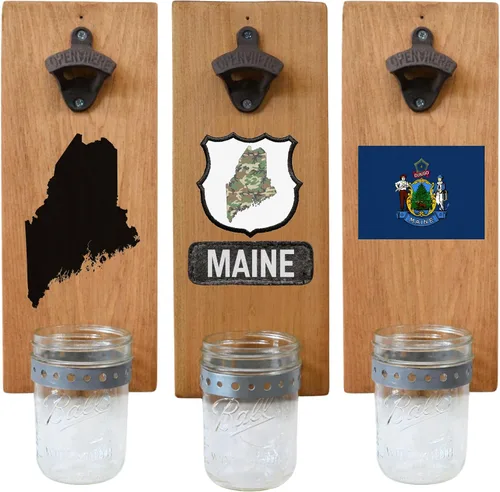 Miniatura 37 de Abrebotellas de cerveza de Massachusetts – Abridor de botellas hecho a mano montado en la pared con tapa – Regalo de cerveza para él o ella