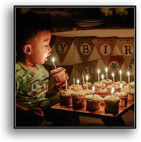 SIGNFORD Lienzo enmarcado personalizado, arte de pared personalizado con fotos de fiesta de cumpleaños impresas digitalmente, 16 x 16 pulgadas,