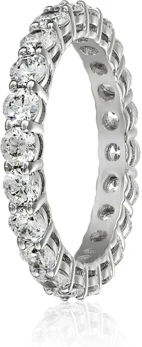 Miniatura 41 de Amazon Essentials Anillo de plata de ley chapada en platino o oro con circonita cúbica redonda de elementos infinitos