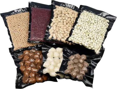 Miniatura 2 de PABCK 50 bolsas selladoras al vacío negras para almacenamiento de alimentos, 5.91 x 8.66 pulgadas, plástico transparente texturizado para envases