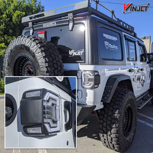Miniatura 2 de Lámparas de cola Winjet Compatibles con Jeep [2018-2025 Wrangler JL] y [2021-2025 Jeep Wrangler 4XE Plugin] Luces traseras secuenciales LED