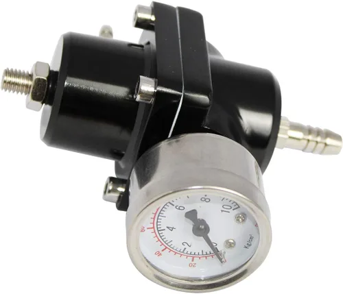 Miniatura 2 de Kit de regulador de presión de combustible ajustable universal con medidor de 0-140 PSI Regulador de presión de inyección de aceite de gas de Negro