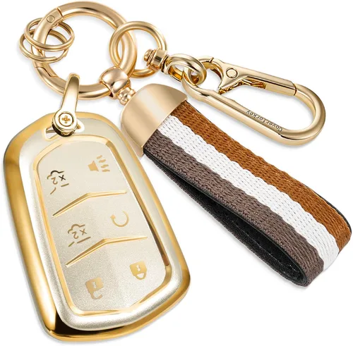 Miniatura 49 de para Buick - Funda para llavero con llavero de cuerda trenzada metálica anti-pérdida mejorada, carcasa suave de TPU exquisita para Avenir Envision