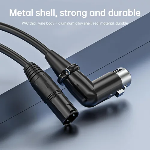 Miniatura 5 de XLR - Cable de extensión de micrófono macho a hembra recto, cable equilibrado macho a hembra recto de 90 grados, cable equilibrado de 3 pines a 3