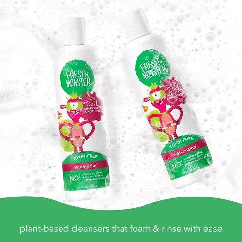 Miniatura 6 de Fresh Monster Champú y Acondicionador 2 en 1 para niños, sin toxinas, hipoalergénico, champú y acondicionador sin lágrimas para niños, sandía