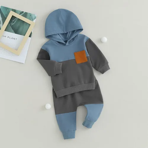 Miniatura 24 de Conjunto de ropa de otoño e invierno para bebé y niño, sudadera larga con capucha y pantalones para niños pequeños, 6, 12, 18, 24 meses, 2T