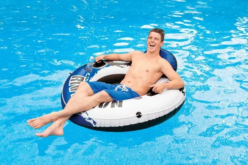 Miniatura 5 de INTEX 58825EP River Run 1 Inflatable Floating Lounge: Comfortable Backrest – Built-in Cup Holders – Durable Grab Handles – All Around Grab Rope