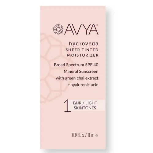 AVYA SPF 40 - Hidratante tintado transparente con ácido hialurónico y chai verde, tratamiento ayurvédico avanzado para una piel equilibrada y más