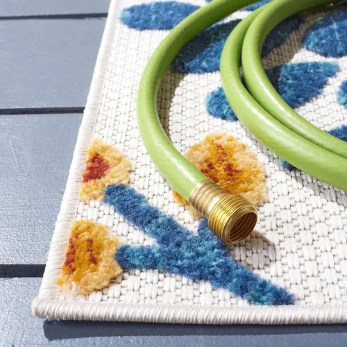 Miniatura 4 de SAFAVIEH Alfombra Lavable para Exteriores Colección Cabana - Pasillo de 2' x 10', Crema y Rojo, No Desprende Pelusa y Fácil de Limpiar, Ideal