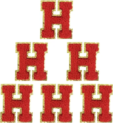 Miniatura 21 de 6 piezas de parches de letras de chenilla autoadhesivas, parches de letras preppy de 2 pulgadas para bolsos, ropa y sombreros, grandes pegatinas