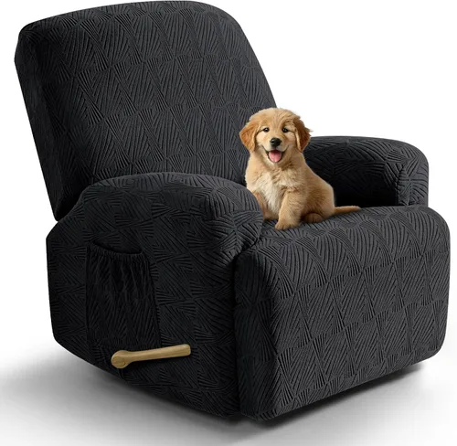 Miniatura 12 de VANSOFY Fundas para sillas reclinables, 4 piezas, elásticas, de tela jacquard, suave funda para silla reclinable, protector de muebles con parte