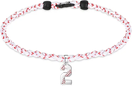 Miniatura 10 de Glenmal Collar de béisbol para niños, de acero inoxidable, dije de titanio, trenzado, deportivo, regalo de béisbol para hombres y niños, 20 pulgadas