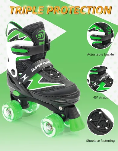 Miniatura 4 de SUPER YOUNGSTER Patines ajustables para niños, patines para niños de 5 a 8 años, patines para niñas de 8 a 12 años con ruedas iluminadas, patines