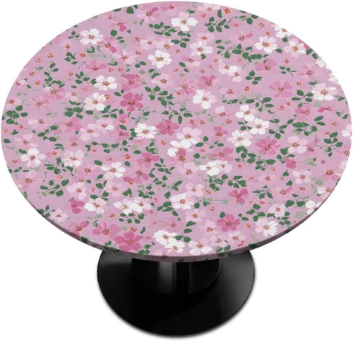 Miniatura 50 de Pardick - Mantel redondo de textura de mármol con borde elástico de mármol gris, pequeño mantel redondo, mantel circular lavable para decoración
