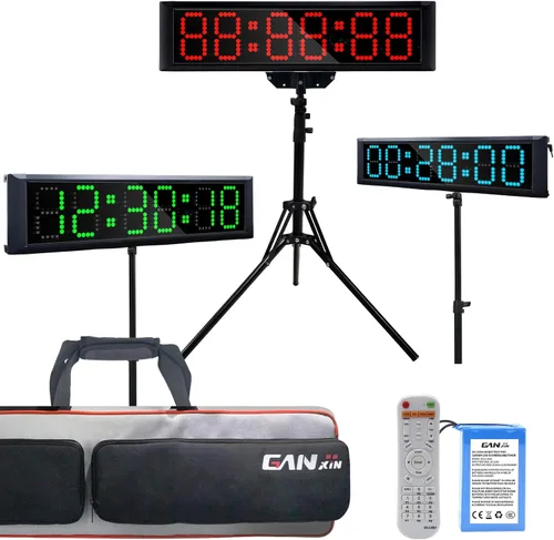 Miniatura 9 de Reloj de carreras con trípode para eventos de correr, cronómetro LED grande con control remoto, temporizador de gimnasio de cuenta regresiva/cuenta