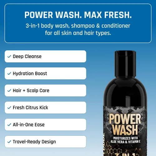 Miniatura 5 de Derm Dude Gel de baño 3 en 1, champú y acondicionador para hombres Gel de ducha hidratante diario con aloe vera y vitamina E Todo
