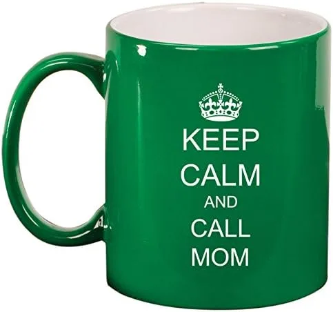 Miniatura 6 de Taza de cerámica con texto en inglés "Keep Calm and Call Mom", color negro