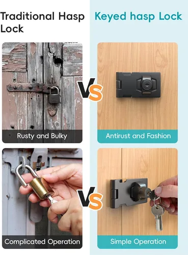 Miniatura 3 de Cerradura de cerrojo con llave de 2.5 pulgadas para armarios y puertas pequeñas, diseño de perilla giratoria, aleación de zinc resistente con hierro