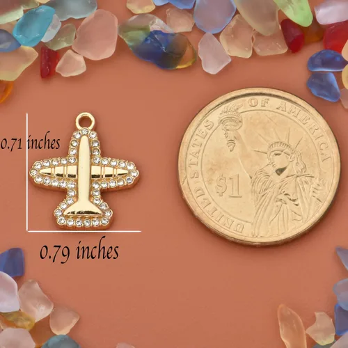 Miniatura 3 de Paquete de 20 dijes de diamantes de imitación chapados en oro, accesorios de cristal para collares, pulseras, joyería, manualidades, bricolaje
