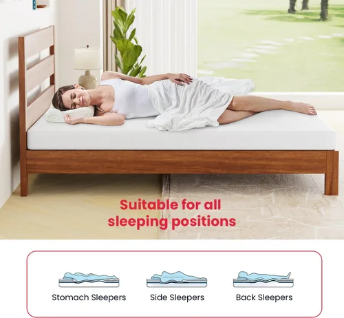 Miniatura 5 de Colchón individual de 5 pulgadas de espuma viscoelástica de gel para un sueño fresco, alivio de la presión, transpirable, colchón de firmeza media