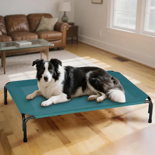Miniatura 6 de Cama elevada para perros para exteriores, catre elevado extra grande con malla lavable, cuna refrescante para mascotas, a prueba de mordidas