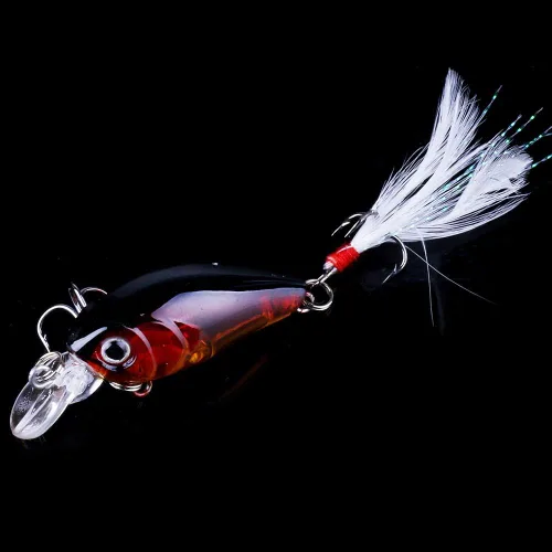 Miniatura 5 de Paquete de 5 señuelos de pesca Minnow cebo de manivela, señuelos de pesca para lubina, cebo artificial duro, señuelos de pesca Crankbait, ojos 3D