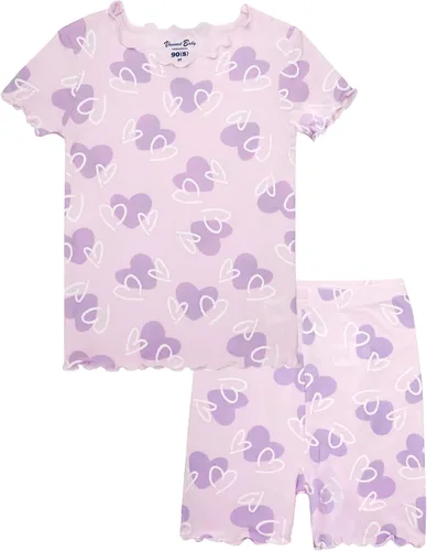 VAENAIT BABY - Pijama de viscosa para niñas y niños pequeños de 6 a 12 meses, 2 piezas, camiseta y shorts, tela fresca, drapeada y suave para verano
