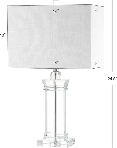 Miniatura 6 de JONATHAN Y Ophelia - Lámpara de mesa LED de cristal sólido transparente de 24.5 pulgadas, moderna lámpara rectangular con pantalla de lino blanco