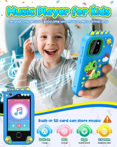 Miniatura 4 de BESTOONE Juguete de teléfono inteligente para niños y niñas de 3 a 8 años, sin Internet/llamadas, cámara HD, reproductor de MP3