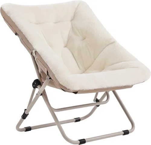 Tiita Silla Cómoda Plegable, Silla de Acento Plegable de Gran Tamaño de Piel Sintética Suave, Silla de Descanso Perezosa para Niños, Adolescentes y