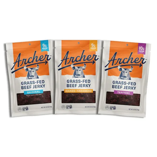 Miniatura 7 de Fuego Beef Jerky by Country Archer, 100% alimentado con pasto, bajo en carbohidratos, sin gluten, snack keto de 2.5 onzas, paquete de 4