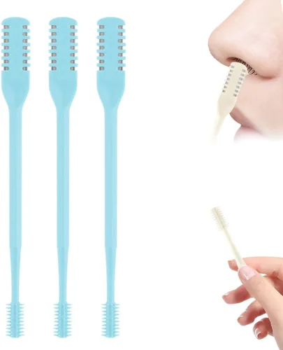 Cortador de vello nasal mejorado 2025, herramienta profesional 2 en 1 para quitar vello de fosa nasal, cuchillo afilado y seguro de doble cara, Azul