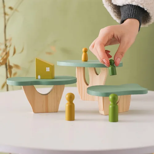Miniatura 5 de WOODEN TEETHER Juguete de árbol de madera, paquete de 15 juguetes sensoriales de bosque de madera para niños y niñas, juguetes educativos Montessori