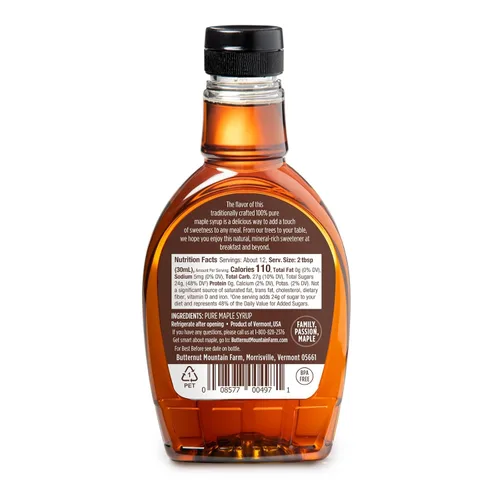 Miniatura 4 de Butternut Mountain Farm Jarabe de arce puro grado A, botella de PET rico en ámbar, 12 onzas líquidas