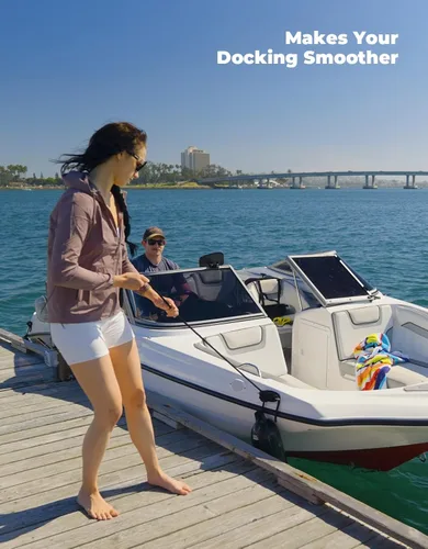 Miniatura 8 de KEMIMOTO Guardabarros de lancha para lancha de 15 a 35 pies, paquete de 4 defensas inflables para lancha con 4 cuerdas, parachoques de barco