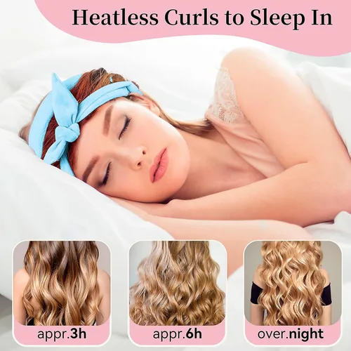 Miniatura 4 de Diadema de Varilla Rizadora sin Calor, Mejorada de 60 pulgadas Extra Larga, Diadema para Rizos sin Calor, Rizadores de Cabello Suaves para Dormir