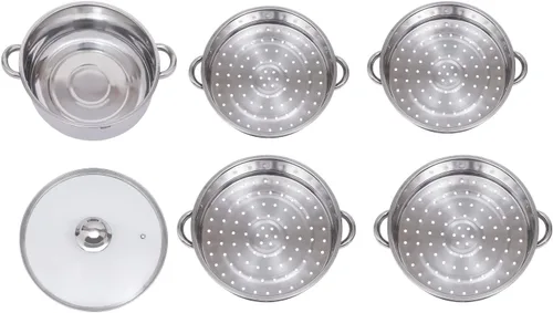 Miniatura 3 de Vaporizador de alimentos multiusos de 5 niveles de acero inoxidable con tapa, olla para cocinar verduras y cocinar al vapor de 11.0 in/11 pulgadas