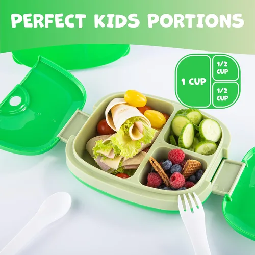 Miniatura 4 de Umami Lonchera Bento todo en 1 para niños, paquete de hielo y utensilios incluidos, 100% a prueba de fugas y sin BPA, lonchera favorita de los Azul