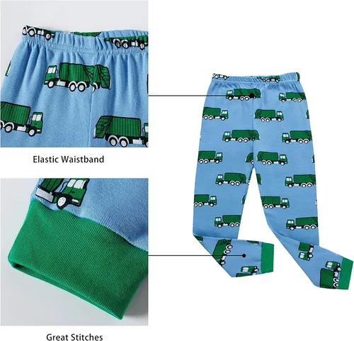 Miniatura 4 de KikizYe Conjunto de pijamas para niños y niñas pequeños, 100% algodón, ropa de dormir