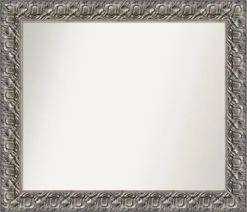 Miniatura 87 de Amanti Art Espejo de baño plateado para sobre fregadero, 26 x 26 pulgadas, espejo cuadrado de níquel pulido, marco de madera tradicional mediano, se