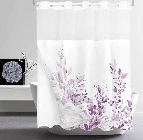 Miniatura 95 de Tititex Spun Sugar - Juego de cortinas de ducha de eucalipto azul claro, hojas de acuarela brillantes en la parte superior, decoración floral