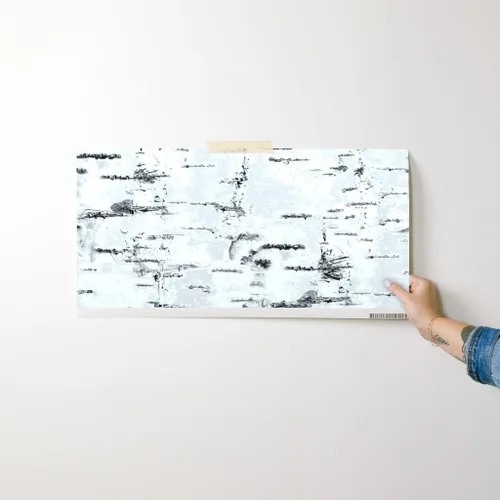 Miniatura 7 de Muestro de papel tapiz extraíble, corteza de abedul del bosque, árbol blanco, bosque neutro, aspecto texturizado sintético, papel tapiz prepegado