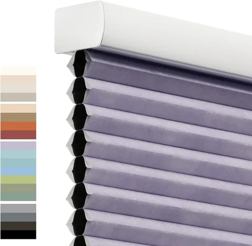 Miniatura 40 de Tonature Persianas celulares de tamaño personalizado, sin cordones, de seda, celda fantasma, ahorro de energía, oscurecimiento de habitación, Morado