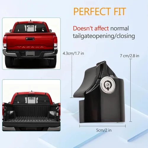 Miniatura 3 de Cerradura antirrobo para portón trasero compatible con Toyota Tacoma 2016-2023 Cerradura de puerta trasera con llaves hechas de aleación de zinc