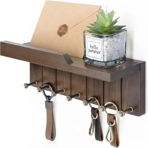 Miniatura 16 de Rebee Vision Soporte de Pared para Llaves Estilo Granja - Organizador de Correo Decorativo con 7 Ganchos para Llaves y Estante de Pared - Decoración