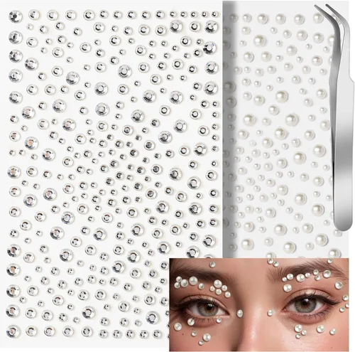 Teenitor - Gemas de maquillaje adhesivas con pedrería para cara y cuerpo - Joyas faciales para festivales y conciertos, gemas para el cabello,